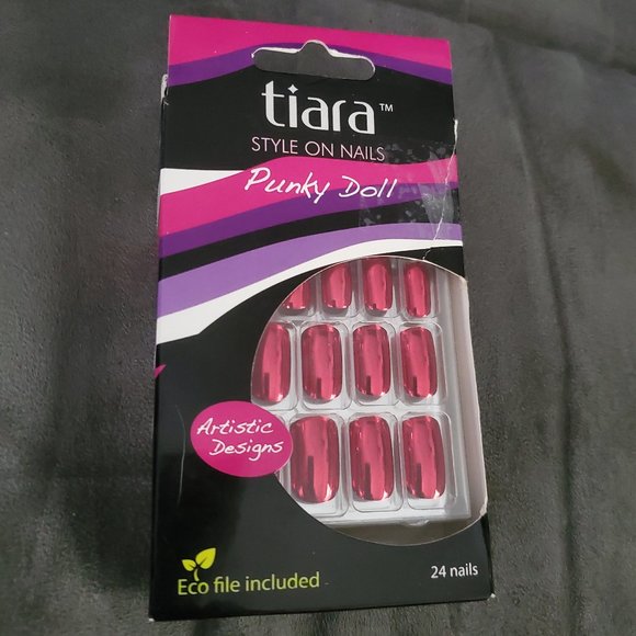 Tiara Other - tiara Punky Doll Red Metallic Glue On Nails 24